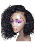 Bob Style Water Wave 13*4 Transaprent Frontal Lace Wig Natural Black #1B