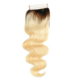 #1B613 Body Wave 4x4 Human Hair Blonde Transparent Closure - AdiraExclusive