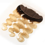 #1B613 Body Wave 13x4 Human Hair Blonde Transparent Frontal - AdiraExclusive