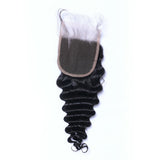 Deep Wave 4x4 Virgin Human Hair Natural Black Transparent Closure - AdiraExclusive