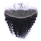 Deep Wave 13x4 Virgin Human Hair Natural Black Transparent Frontal - AdiraExclusive