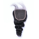 Loose Wave 4x4 Virgin Human Hair Natural Black Transparent Closure - AdiraExclusive