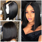 Bob Style Straight 13*4 Transaprent Frontal Lace Wig Natural Black #1B - AdiraExclusive