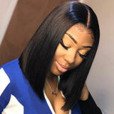 Bob Style Straight 13*4 Transaprent Frontal Lace Wig Natural Black #1B - AdiraExclusive