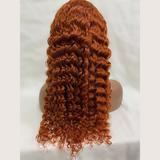 #350 Orange Ginger  13x4  Transparent Frontal Lace Wig Deep Wave Color Wig - AdiraExclusive