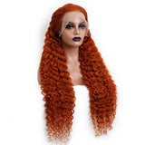 #350 Orange Ginger  13x4  Transparent Frontal Lace Wig Deep Wave Color Wig - AdiraExclusive