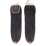 3 Bundle Deals With 4*4 Transparent Closure Straight Virgin Human Hair Natural Black - AdiraExclusive