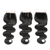 3 Bundle Deals With 4*4 Transparent Closure Body Wave Virgin Human Hair Natural Black - AdiraExclusive