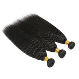 3 Bundle Deals With 4*4 Transparent Closure Kinky Straight Virgin Human Hair Natural Black - AdiraExclusive