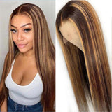 #4/27  Highlight Honey Blonde 13x4  Transparent Frontal Lace Wig Straight Color Wig - AdiraExclusive