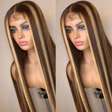 #4/27  Highlight Honey Blonde 13x4  Transparent Frontal Lace Wig Straight Color Wig - AdiraExclusive