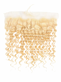 #613 Deep Wave 13x4 Human Hair Blonde Transparent Frontal