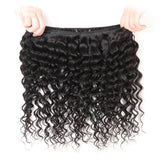 3 Bundle Deals With 4*4 Transparent  Closure Deep Wave Virgin Human Hair Natural Black - AdiraExclusive