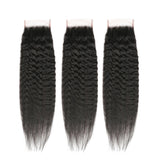 3 Bundle Deals With 4*4 Transparent Closure Kinky Straight Virgin Human Hair Natural Black - AdiraExclusive