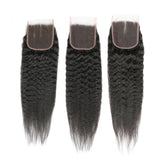 3 Bundle Deals With 4*4 Transparent Closure Kinky Straight Virgin Human Hair Natural Black - AdiraExclusive