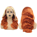 Blond Front/Orange Back 613/#350 Highlight  13x4  Transparent Frontal Lace Wig Body Wave Color Wig - AdiraExclusive