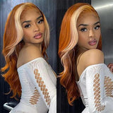 Blond Front/Orange Back 613/#350 Highlight  13x4  Transparent Frontal Lace Wig Body Wave Color Wig - AdiraExclusive