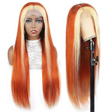 Blond Front/Orange Back 613/#350 Highlight  13x4  Transparent Frontal Lace Wig Straight Color Wig - AdiraExclusive