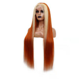 Blond Front/Orange Back 613/#350 Highlight  13x4  Transparent Frontal Lace Wig Straight Color Wig - AdiraExclusive