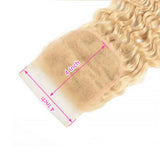 #613 Deep Wave 4x4 Human Hair Blonde Transparent Closure - AdiraExclusive