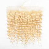 #613 Deep Wave 13x4 Human Hair Blonde Transparent Frontal