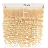 #613 Deep Wave 13x4 Human Hair Blonde Transparent Frontal - AdiraExclusive