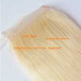 #613 Straight 4x4 Human Hair Blonde Transparent Closure - AdiraExclusive