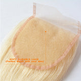 #613 Straight 4x4 Human Hair Blonde Transparent Closure - AdiraExclusive