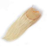 #613 Straight 4x4 Human Hair Blonde Transparent Closure - AdiraExclusive