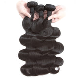 3 Bundle Deals With 4*4 Transparent Closure Body Wave Virgin Human Hair Natural Black - AdiraExclusive