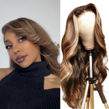 #4/27  Highlight Honey Blonde 13x4  Transparent Frontal Lace Wig Body Wave Color Wig