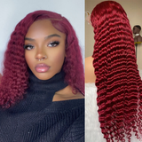 99J  13x4  Transparent Frontal Lace Wig Deep Wave Color Wig