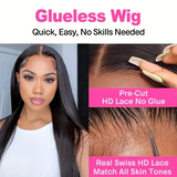 Glueless wear and go wigs for beginners 5x5 transparent lace closure human hair wigs