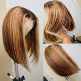 #4/27 highlight straight bob style 4x4 closure