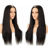 Straight #1B Natural Black U Part Wigs 100% Virgin Human Hair 180% Density - AdiraExclusive