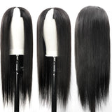 Straight #1B Natural Black V Part Wigs 100% Virgin Human Hair 180% Density - AdiraExclusive