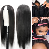 Straight #1B Natural Black V Part Wigs 100% Virgin Human Hair 180% Density - AdiraExclusive