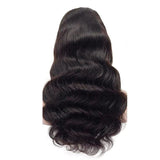 Body Wave 13x4 Transparent Frontal Lace Wig Natural Black 180% Density - AdiraExclusive