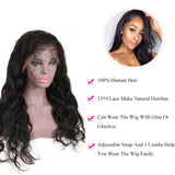 Body Wave 13x4 Transparent Frontal Lace Wig Natural Black 180% Density - AdiraExclusive