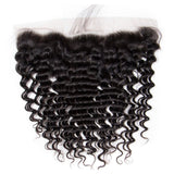 3 Bundle Deals With 13*4 Transparent Frontal Deep Wave Virgin Human Hair Natural Black - AdiraExclusive