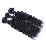 3 Bundle Deals With 13*4 Transparent Frontal Deep Wave Virgin Human Hair Natural Black - AdiraExclusive