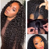 Deep Wave #1B Natural Black U Part Wigs 100% Virgin Human Hair 180% Density - AdiraExclusive