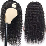 Deep Wave #1B Natural Black U Part Wigs 100% Virgin Human Hair 180% Density - AdiraExclusive