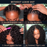 Deep Wave #1B Natural Black V Part Wigs 100% Virgin Human Hair 180% Density - AdiraExclusive