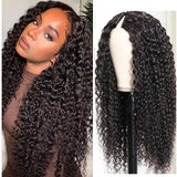 Deep Wave #1B Natural Black V Part Wigs 100% Virgin Human Hair 180% Density - AdiraExclusive