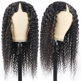 Deep Wave #1B Natural Black V Part Wigs 100% Virgin Human Hair 180% Density - AdiraExclusive