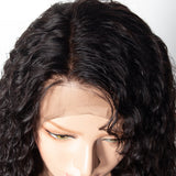 Deep Wave 13x4 Transparent Frontal Lace Wig Natural Black 180% Density - AdiraExclusive