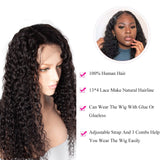 Deep Wave 13x4 Transparent Frontal Lace Wig Natural Black 180% Density - AdiraExclusive