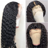 Deep Wave 13x4 Transparent Frontal Lace Wig Natural Black 180% Density - AdiraExclusive