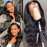 Body Wave Full Frontal 13*4 Transparent Lace Wig Natural Black - AdiraExclusive